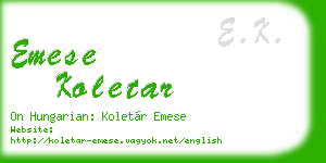 emese koletar business card