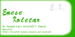 emese koletar business card